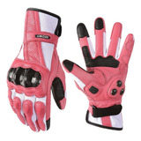 Ok Guantes De Moto Largos De Piel De Cabra Rosa Para Mujer