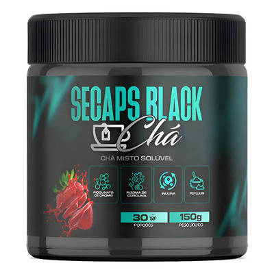 Suplemento Secaps Black Chá 150g Sabor Morango | Parcelamento sem juros