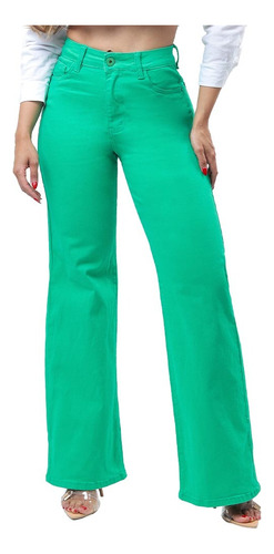 Jeans De Color Wide Leg Mujer Pantalon Acampanado Kyrath