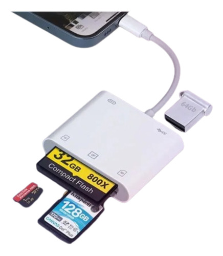 Adaptador Lightning Leitor Cartão Memória Micro Sd Tf Sd Cf 