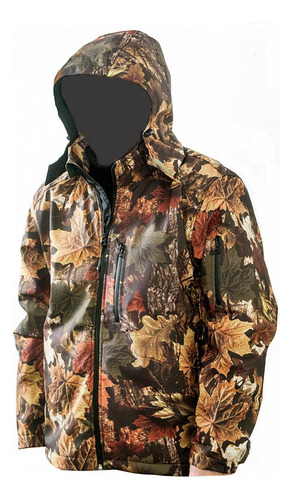 Campera Forest Leather Softshell Camuflado 3d Hojas Capucha 