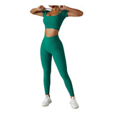 Traje De Yoga For Mujer, Leggings+camisas Cropped