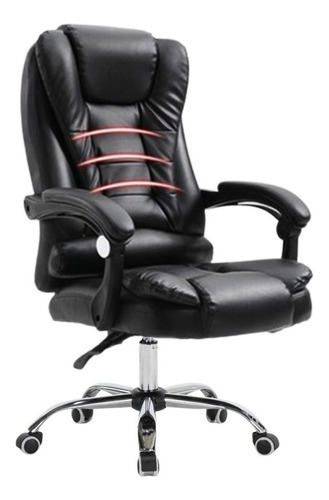 Cadeiras De Escritório Presidente Couro Pu Com Massagem Cor Preto Material Do Estofamento Couro Sintético