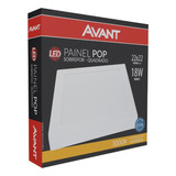 Kit 10x Painel Plafon Led 18w Sobrepor 3000k 22x22 Avant