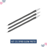 Caneta Cis Spiro Glow Preta Kit 3 Unidades Ponta 0.7mm