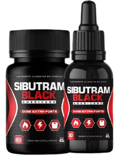 1 Kit Sibutram Black Americano - 40 Cáps - 30ml - Original 