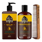 Kit Balm Barba Shampoo Cabelo Lemon Pente Duplo Don Alcides