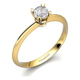 Anillo Compromiso Oro Solido 14k Kt Diamante Natural .15ct