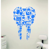 Vinilo Decorativo Consultorio Dental Muela Sticker De Pared Calcomania 115x77cm