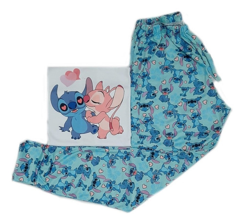 Pijama Mujer Manga Larga Invierno Stitch Bob Esponja Netflix