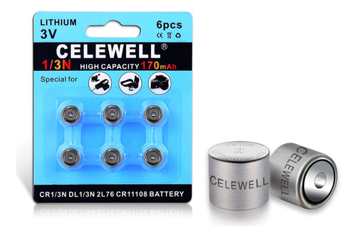 Baterias Celewell Dl1/3n 3v Litio 170mah Cr1/3n [6 Unidades]