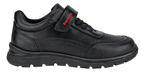Zapato Casual Agujeta Escolar Piel Bambino 6520 Negro Niño