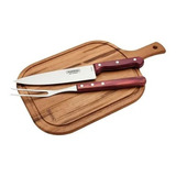 Kit Churrasco Vermelho Polywood C/tábua 3pçs Tramontina