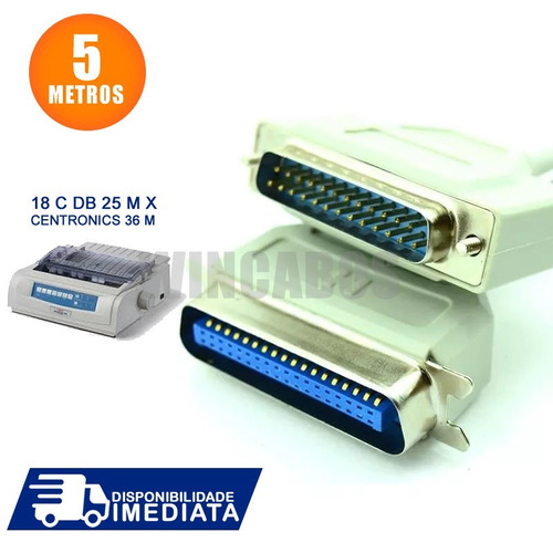 Cabo Impressora Paralela Db25 X 36 Centronics Lpt ( 5 Mts ) Cor Bege