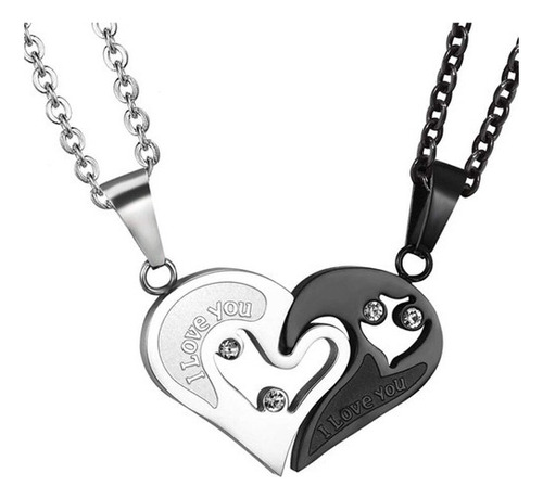 Collares Para Parejas Lindo Gato Los 2 Corazones Enamorados