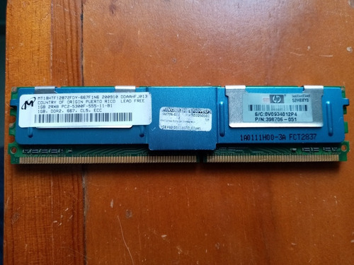 Memoria Ddr2 Para Servidor Marca Micron 1g 