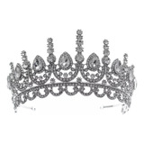 Corona Cristal Plata Para Novia Reina Xv Quinceañera Princes