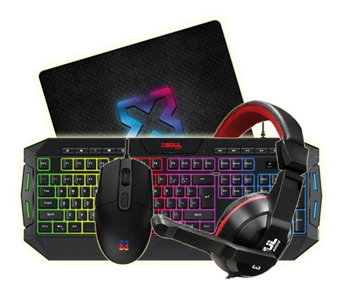 Auriculares Mic Gamer Gaming + Teclado + Mouse + Pad Combo