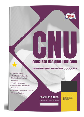 Apostila Concurso Cnu 2023 / 2024 Concurso Nacional Unificado Comum A Todos Os Blocos Temáticos - Editora Opção