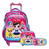 Kit Mochila Infantil Feminina Lol 3d Rodinhas Com Lancheira