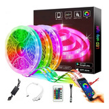 Luz Tira Led Rgb 5050 Bluethoot 15 Metros App Gamer Fuente 