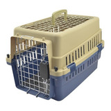 Transportadora Kennel Perros Y Gatos 50x35x32cm 2 Puertas Color Azul