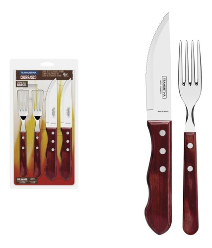 Juego Cubiertos Tramontina Jumbo Cuchillo Tenedor Asado X4pz