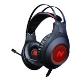 Auriculares Gamer Con Micrófono Y Leds St-wake Color Negro Color De La Luz Rojo