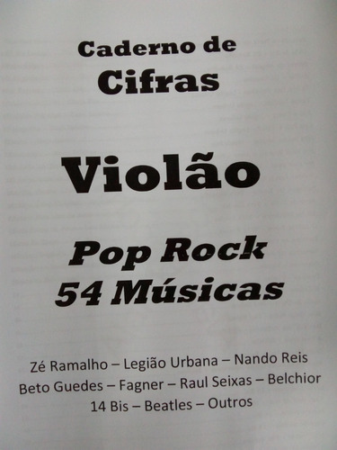 Apostila De Cifras Para Violão Pop/rock - 54 Músicas 100 Pág