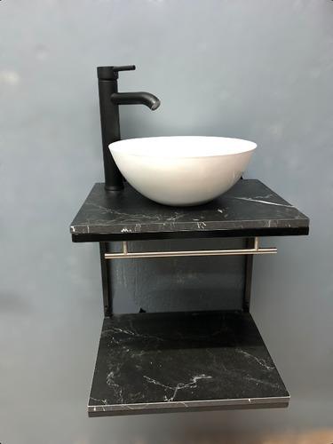 Kit Baño Gabinete Negro  Negro +lavabo+llave Lavabo  Lujo