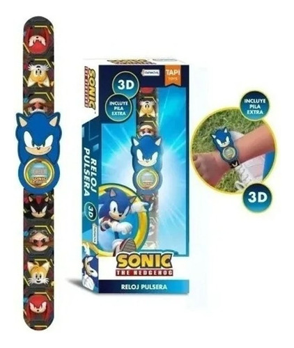 Reloj Pulsera 3d Sonic Infantil Color De La Malla Azul