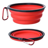 Pote Comedouro Bebedouro Retrátil Portátil 1000 Ml Cor Vermelho