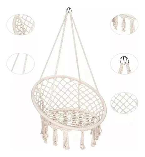 Hamaca Silla Columpio Colgante Estilo Macramé Aro De Acero