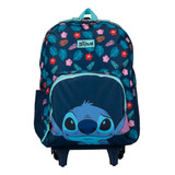 Mochila Escolar Luxcel Disney Stitch Mc46411sc Cor Azul-marinho  Design Estampado 20l