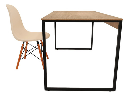 Jogo Mesa + Duas Cadeiras Para Escritório 90x60 Minimalista