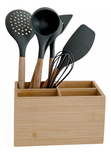 Caja De Bamboo Organizadora Porta Utensilios Tienda Mamá