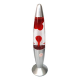 Luminária Abajur Lava Lamp Bolhas Vermelho 34cm 110v Base Prata