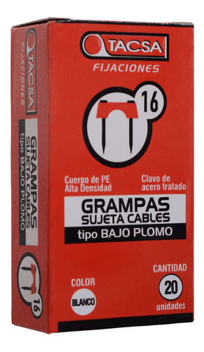 Grampas Sujeta Cable Tacsa N° 16 Tip Bajo Plomo X10 Cajas