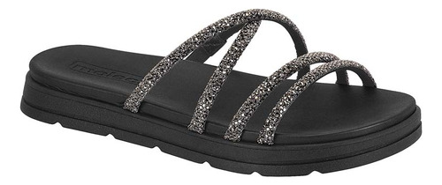 Sandalia Feminina Brilho Strass Slide Papete Moleca 5490112