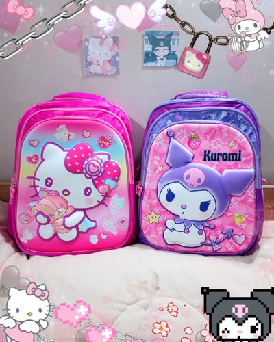 Mochila Sanrio Escolar Reforzada Grande Hello Kitty Kuromi 