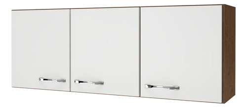 Armário Aéreo Indékes De Cozinha Com 3 Portas Off White120cm Cor Marrom