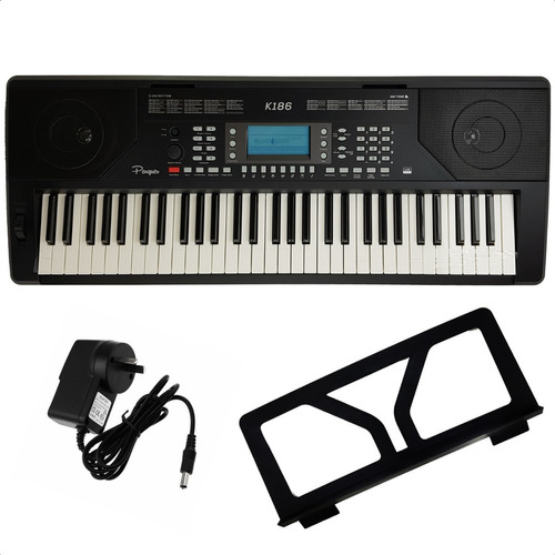 Organo Teclado Sensitivo Piano Usb + Atril + Fuente Ek61207