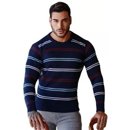 Blusa Suéter Masculino Gola Redonda Tricot R042