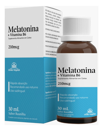 Melatonina+vit B6 Em Gotas 210mcg Rápida Absorção Sublingual Sabor Sem Sabor