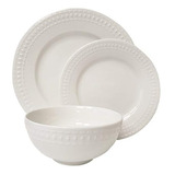 Vajilla Redonda De Porcelana Blanca Con Relieve, Resistente