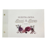 Album De Boda Para Fotos Y Firmas - Mod. Flores Tinto
