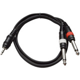 Cable De Conexion Estereo Divisor 3,5 Mm A 2 1/4  | Negro