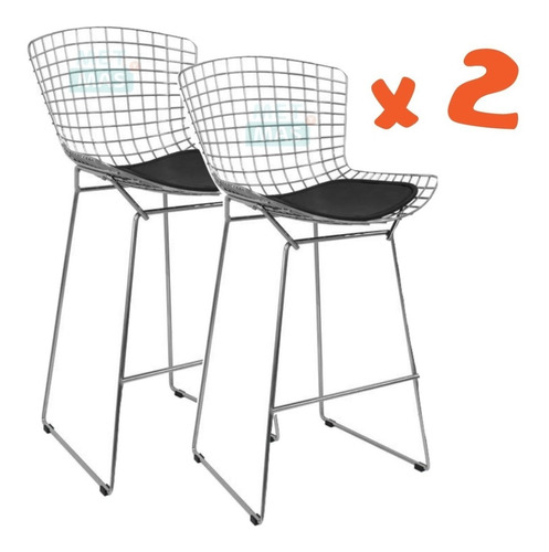 Banqueta Desayunador Taburete Silla Alta - Bertoia Patas Ski + Almohadón X 2 Unidades !!