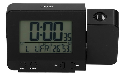 Reloj De Proyección Con Pantalla Lcd Negra De Tiempo Y Tempe