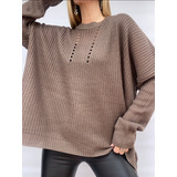 Maxi Sweater Lana Punto Oversize Talle Especial Mujer